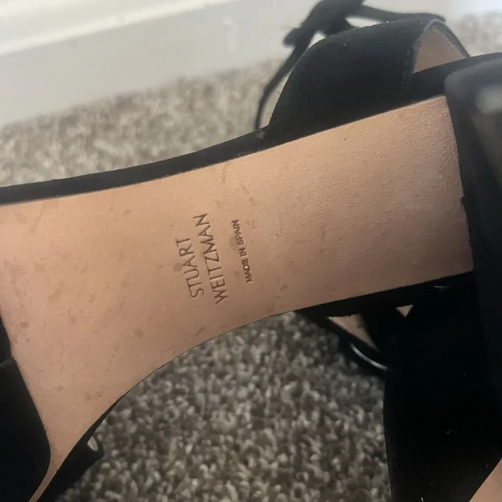 Stuart Weitzman Carmina Platform Block Heel Suede Sandals